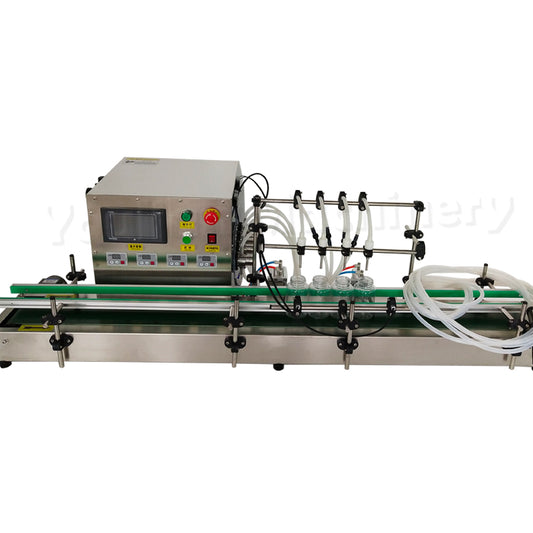 GX-4 Semi Automatic Desktop CNC 4 Nozzles Filler Water Perfume Juice Oil Liquid Filling Machine with Conveyor